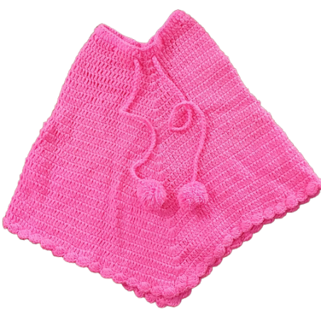 Girls' Hand-Knitted Acrylic Poncho | Warm & Washable | Hastakala Nepal