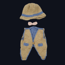 Handmade Ashcoat Set for Boys (1-6 Years) | Artisan-Knitted Coat, Hat & Bow Tie | Hastakala Nepal