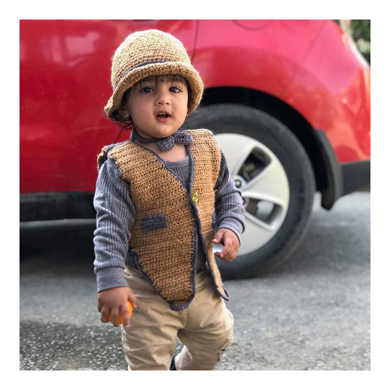 Handmade Ashcoat Set for Boys (1-6 Years) | Artisan-Knitted Coat, Hat & Bow Tie | Hastakala Nepal